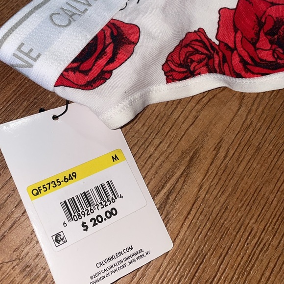 Calvin Klein NWT bralette & under garment. Rose flowers white background. - Picture 9 of 10